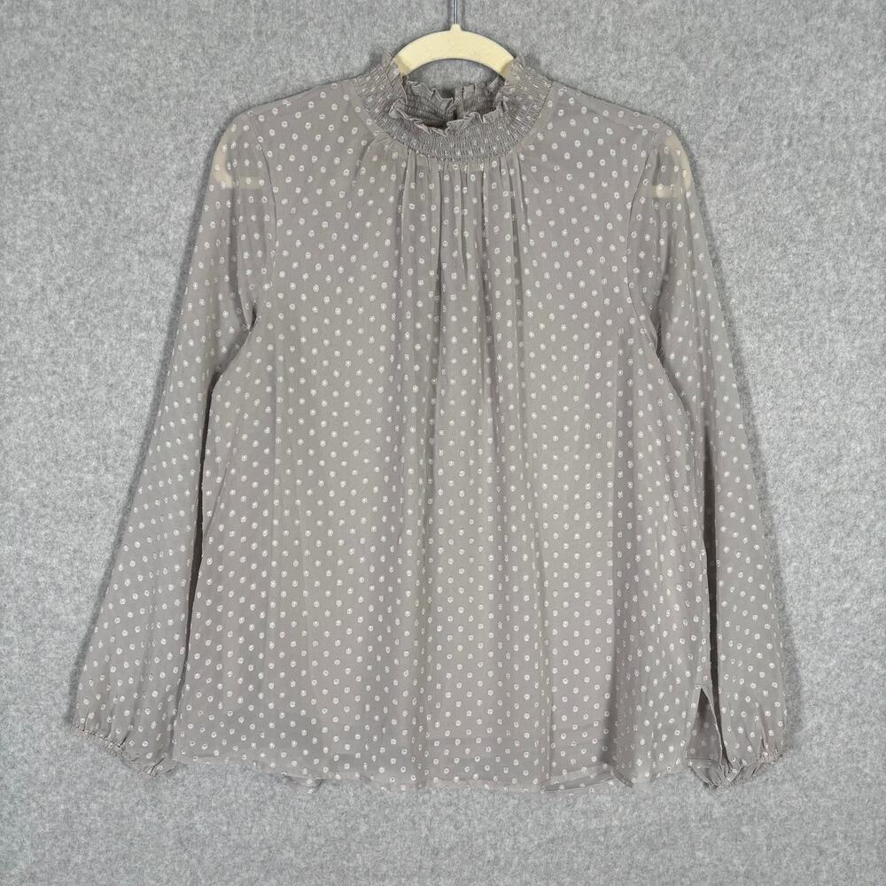 DR2 Blouse Medium Clip Dot Sheer Smocked Flowy Feminine‎ Romantic Twee Church